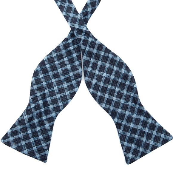 Daniel Cremieux Blue Plaid Self Tie Bow Tie Bowtie - Picture 2 of 7